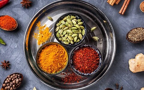 plate full of healthy spices and nuts